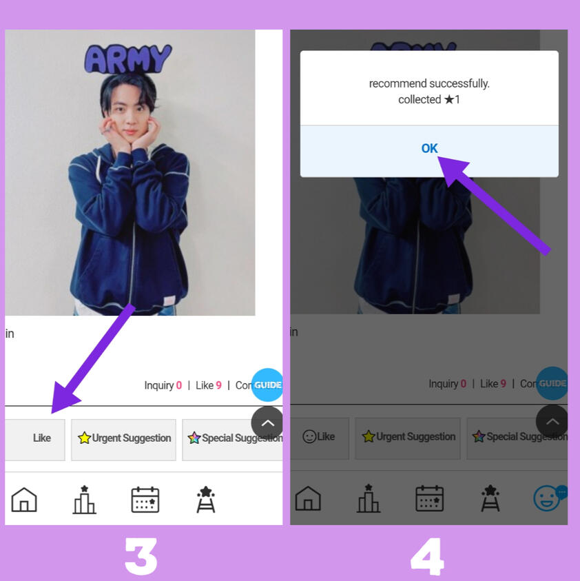 PIC (3) Press the 'Like' button. PIC (4) Press 'Ok' to continue. You need to like 10 posts, press the smiley icon again to look for more comments.