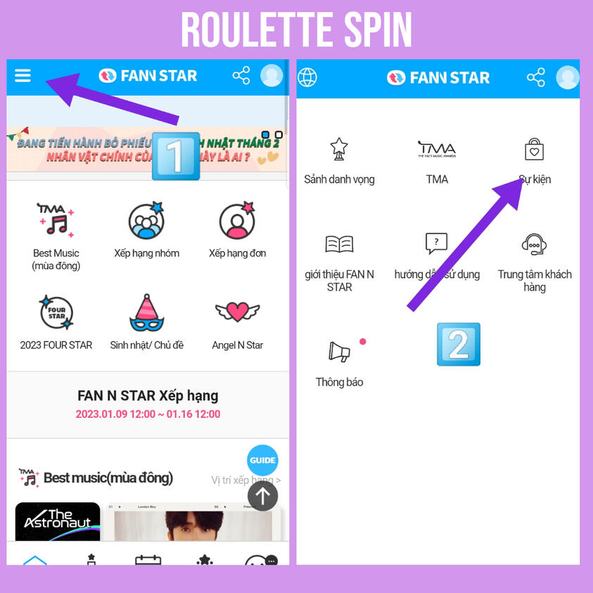 PIC (1) After changing the language except English, from homepage, click the three horizontal lines at the upper left corner of the page. PIC (2) Click the box shape icon with a small heart on it.